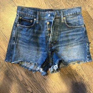 Lucky Brand High Waist Denim Shorts - Blue